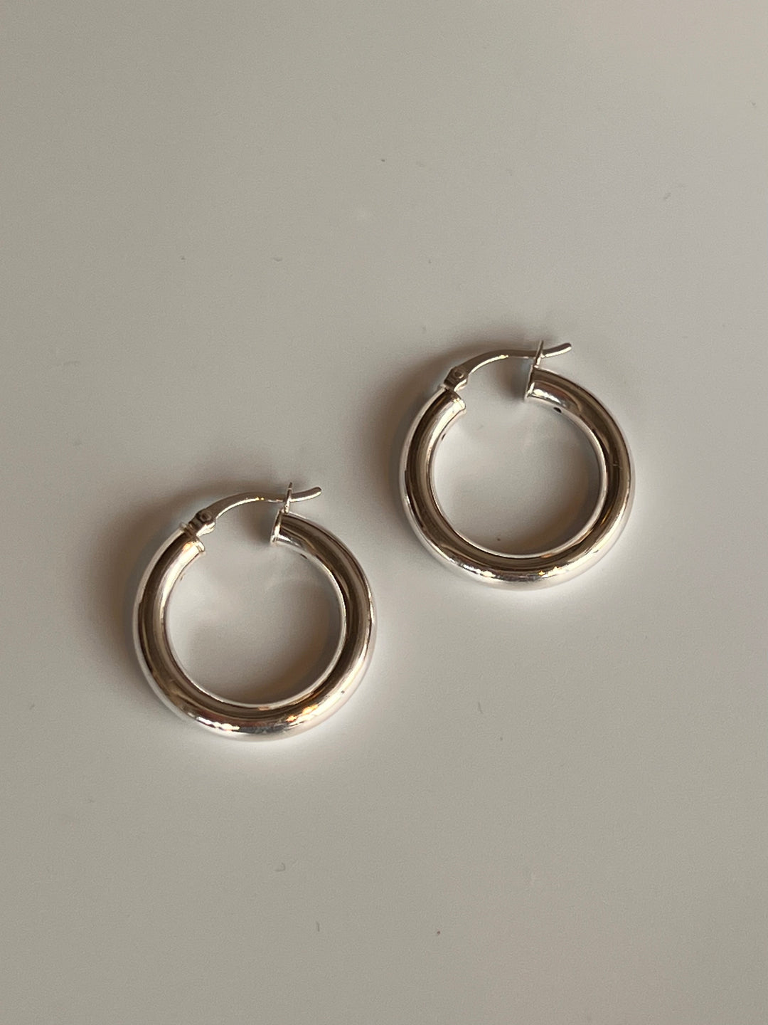 Silver Tube Hoop Earrings M