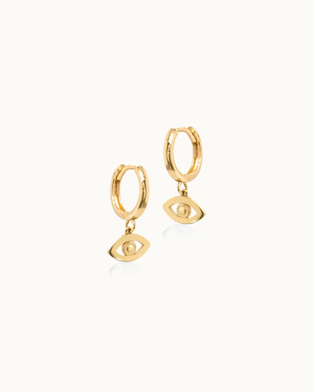 Frances Grace 10K Gold Plain Evil Eye Dangle Huggies
