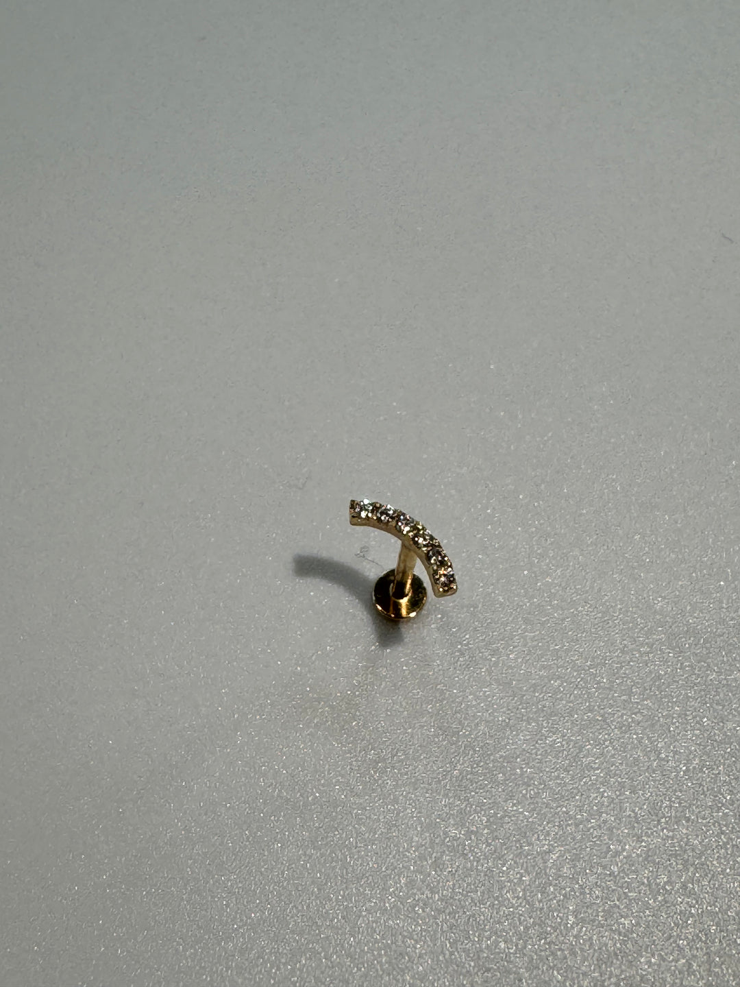 14K Flat Back Gold CZ Curve Earring