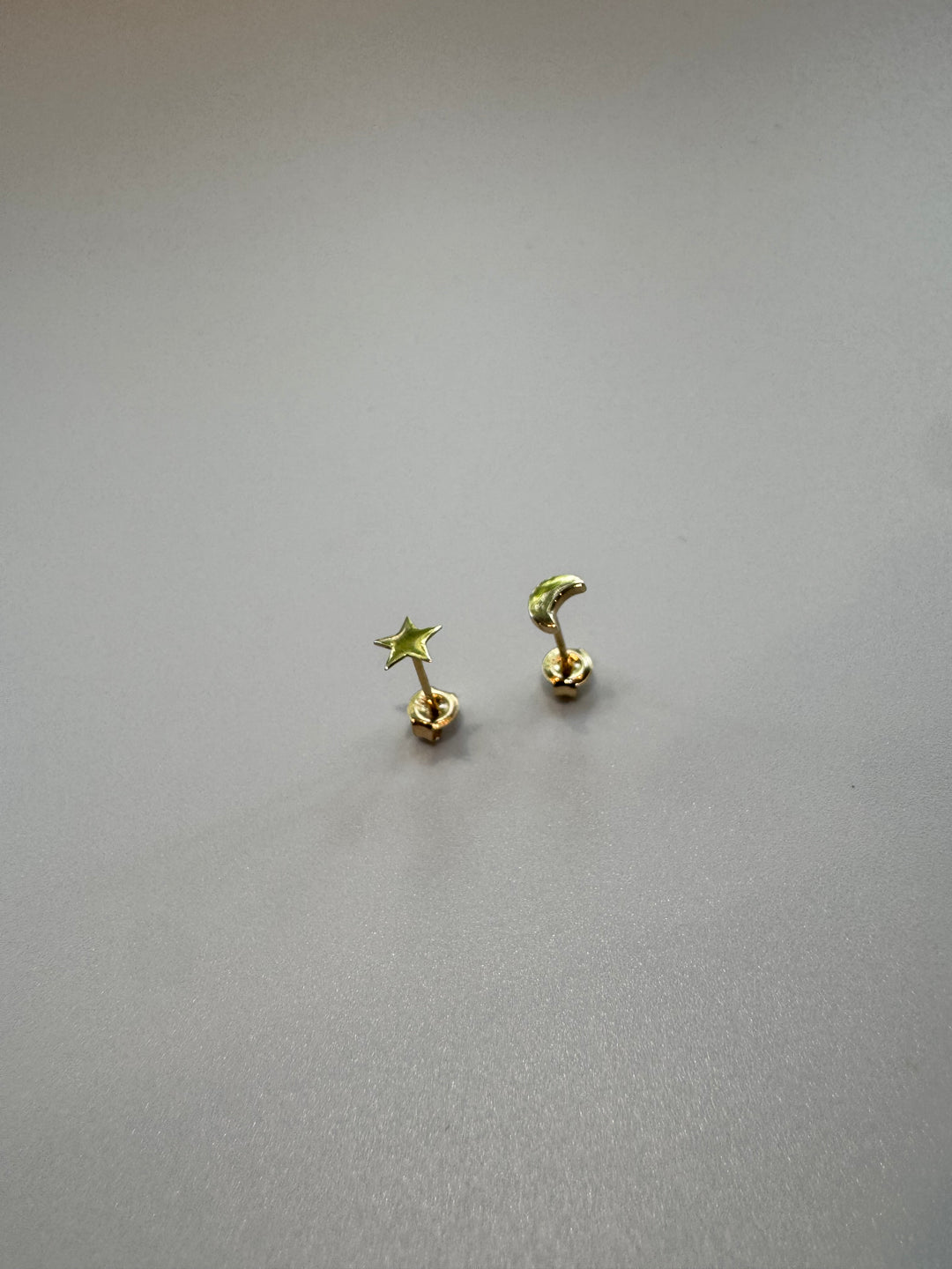 Moon + Star Silver Stud Earrings