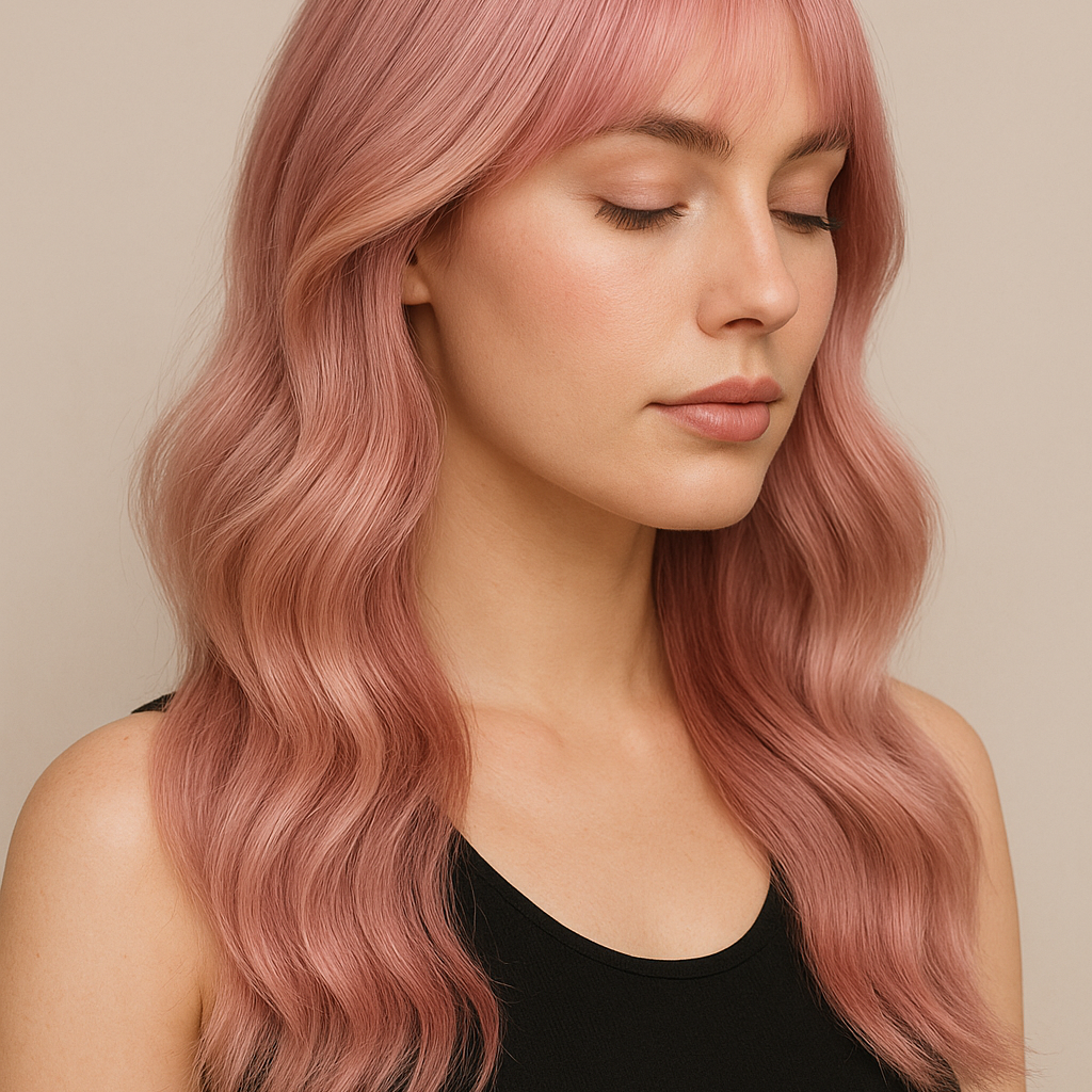Creative pastel pink balayage by HOLDENGRACE salon Toronto — soft waves with a modern luxury finish, Bloor West Village.