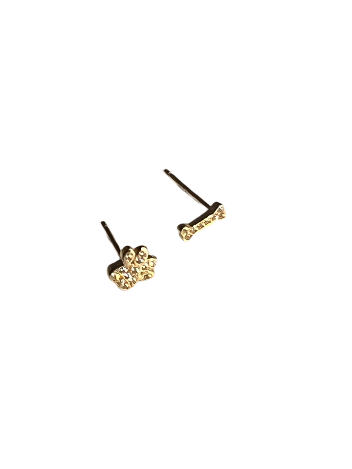 Paw & Bone Crystal Gold Plated Silver Stud Earrings