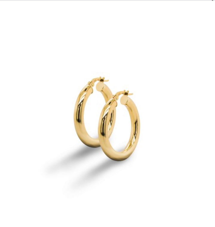 Frances Grace 10K Canadian Gold Medium Tube Hoop Earrings