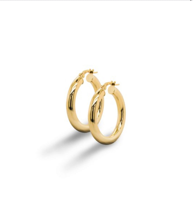 Load image into Gallery viewer, Frances Grace 10K Canadian Gold Medium Tube Hoop Earrings
