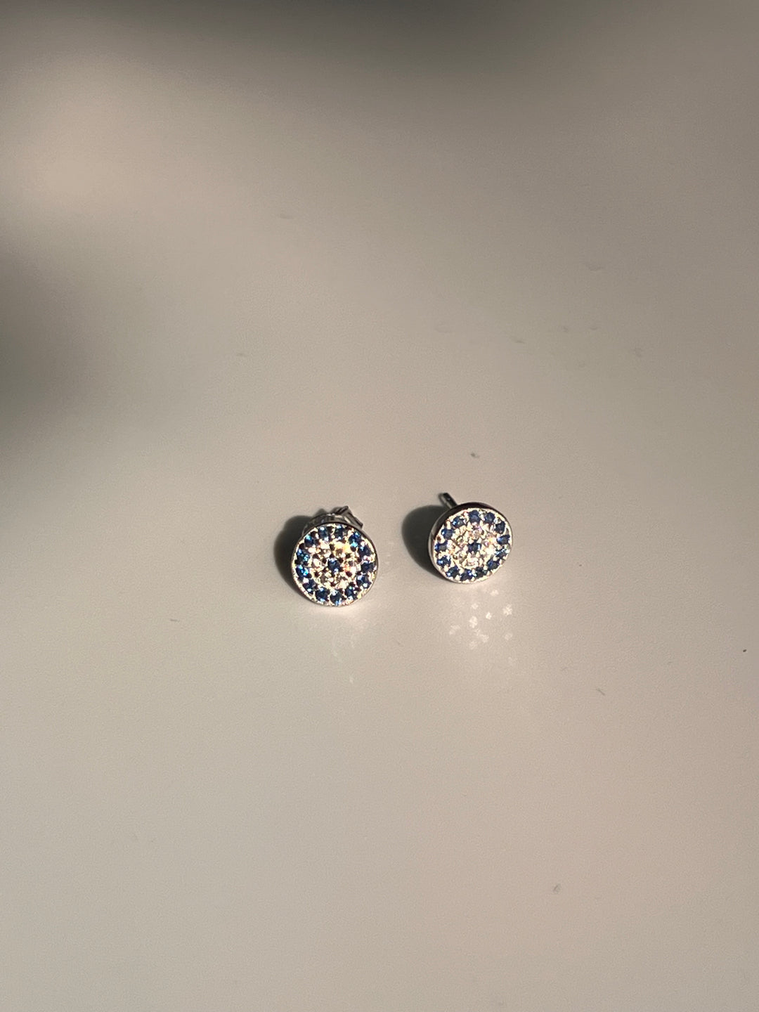 Frances Grace Blue and White Crystal Evil Eye Stud Earrings