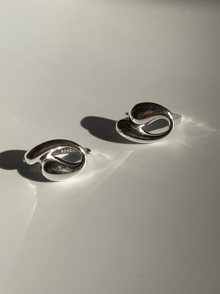 Frances Grace Silver Swirl Huggie Earrings