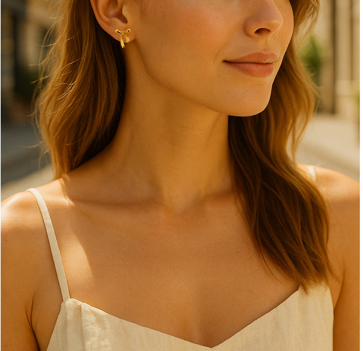 FRANCES GRACE 10K GOLD BOW STUD EARRINGS