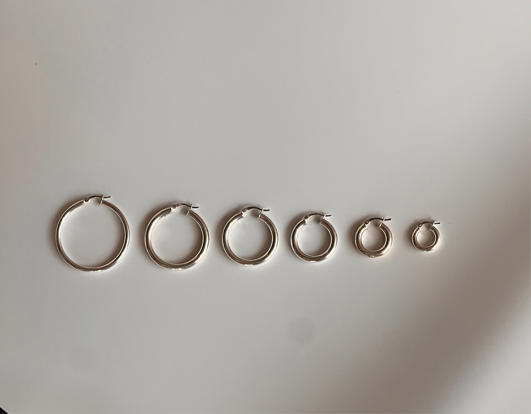 Silver Tube Hoop Earrings XL