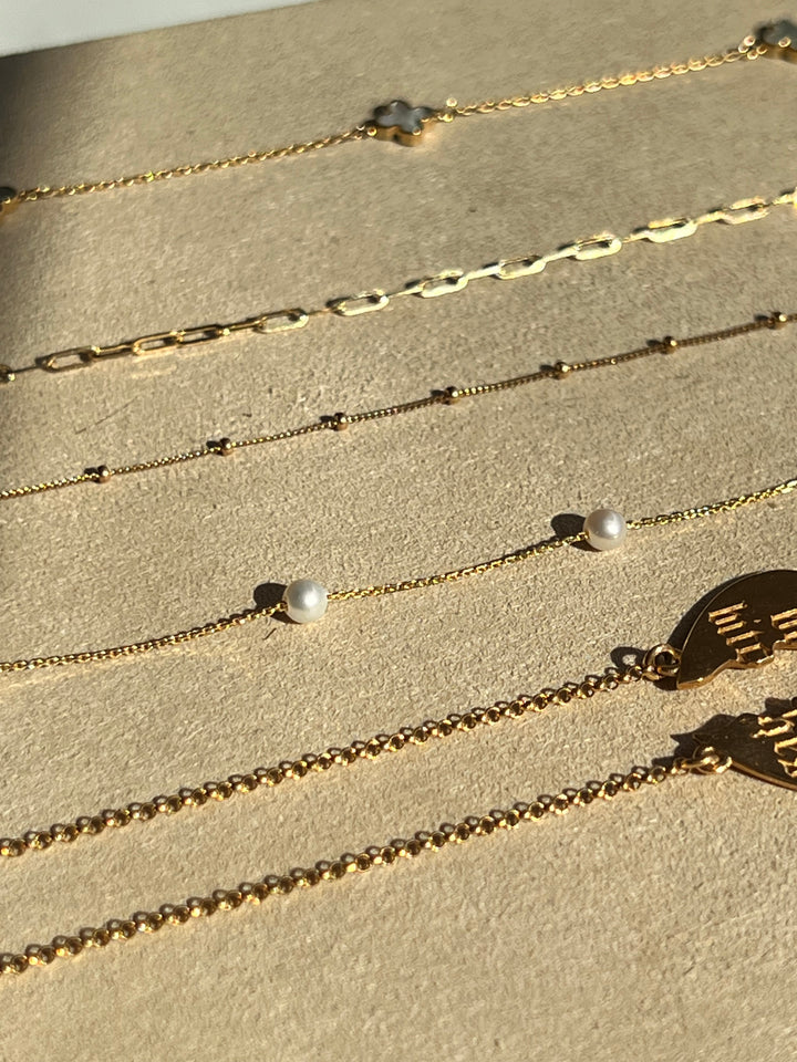 Frances Grace Freshwater Pearl and 10K Gold Delicate Chain Bracelet