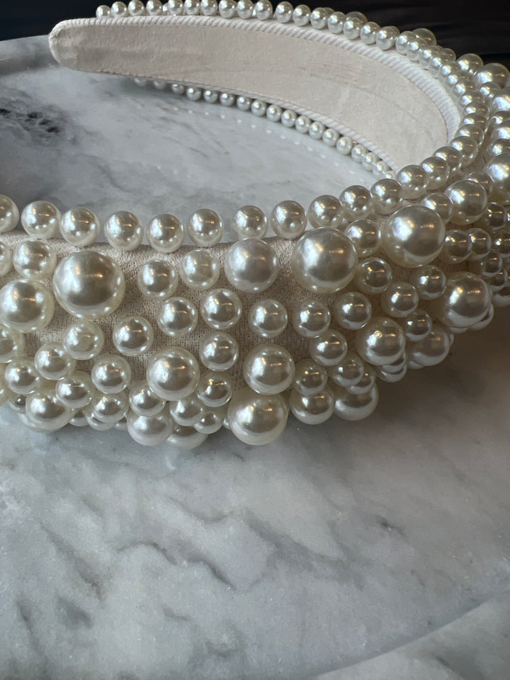 FRANCESGRACE White Beaded Statement Headband - HOLDENGRACE - HOLDENGRACE