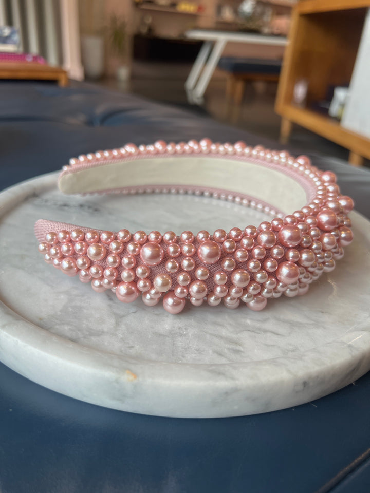 FRANCESGRACE Pink Beaded Statement Headband - HOLDENGRACE - HOLDENGRACE