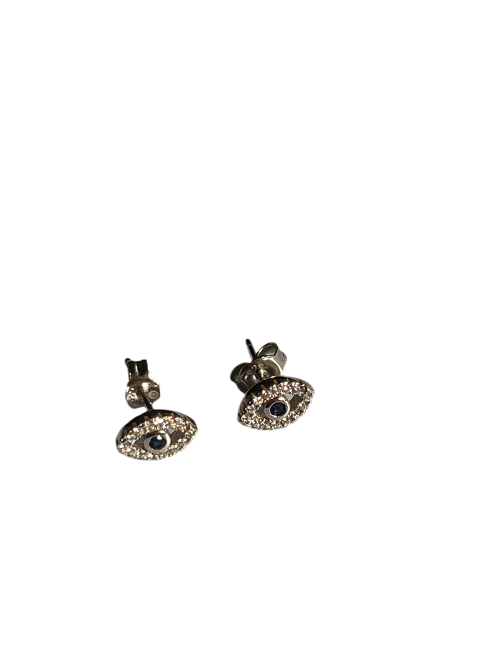 Frances Grace Silver Crystal Evil Eye Earrings