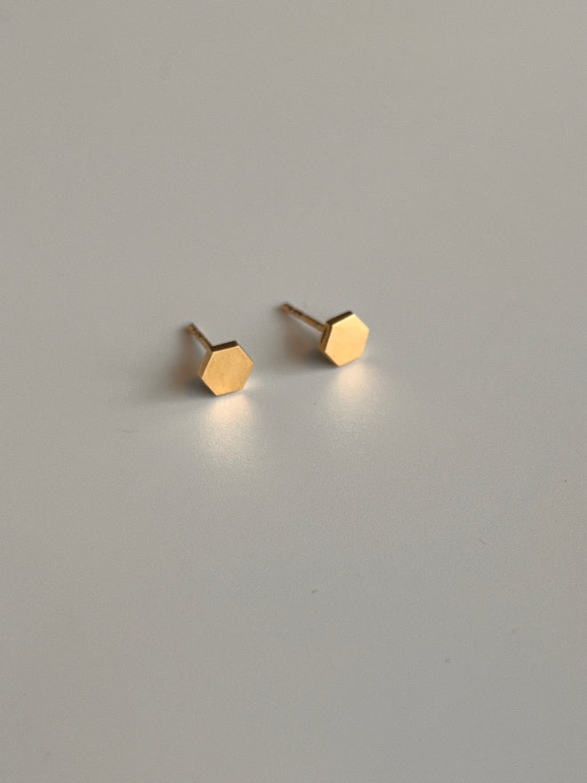 Load image into Gallery viewer, Frances Grace 10K Gold Hexagon Stud Earrings
