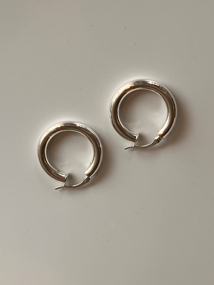 Frances Grace Small Silver Tube Hoop Earrings