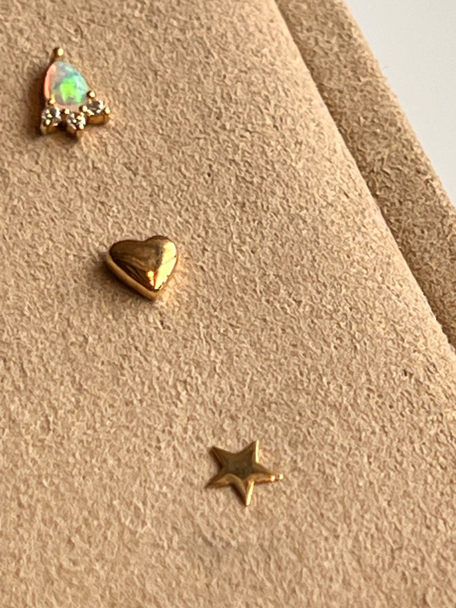 Load image into Gallery viewer, Frances Grace 10K Gold Star and Moon Stud Earrings
