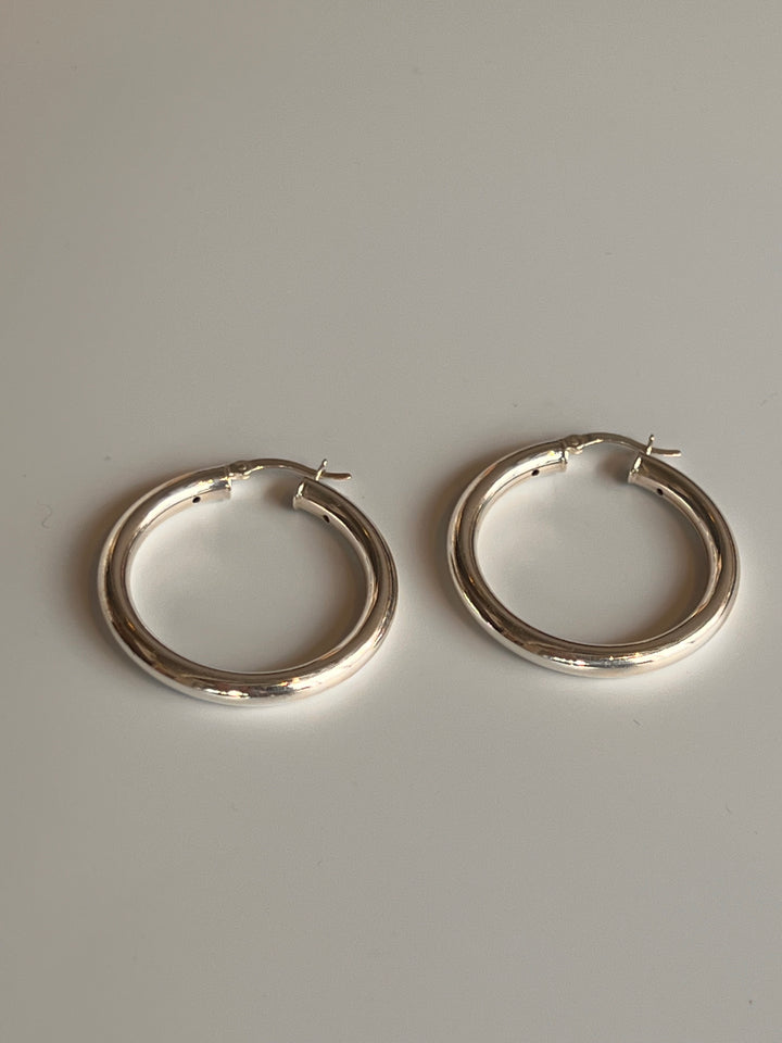 Frances Grace Silver Tube Hoop Earrings Large