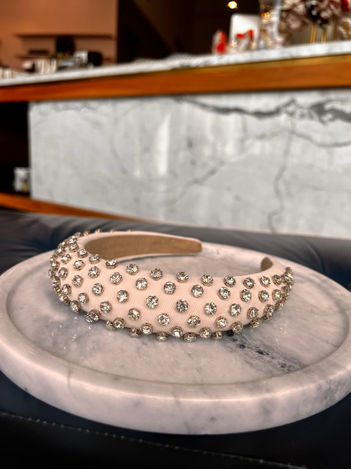 FRANCESGRACE Cream Crystal Embellished Headband - HOLDENGRACE - HOLDENGRACE