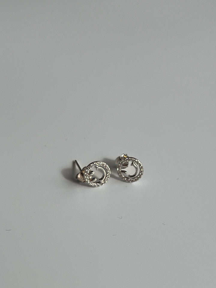 Crystal Happy Face Silver Earrings