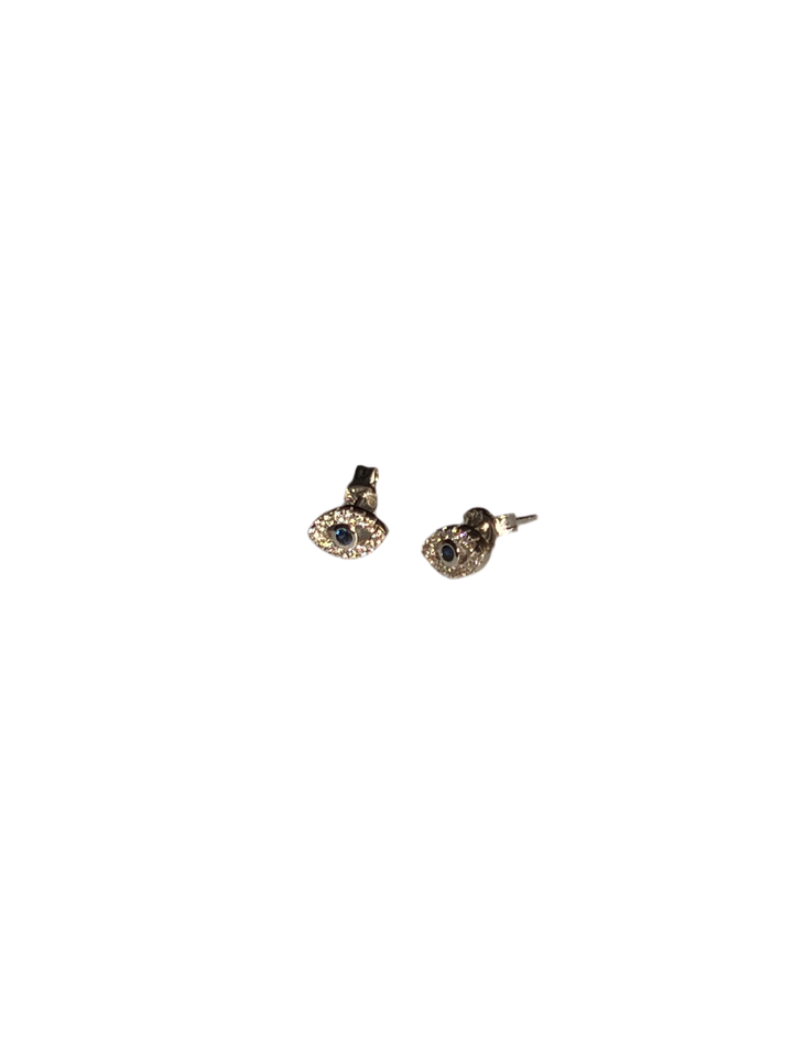 Frances Grace Silver Crystal Evil Eye Earrings