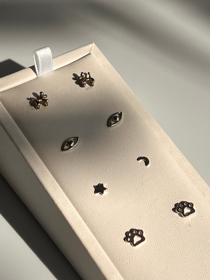 Silver Plain Evil Eye Stud Earrings