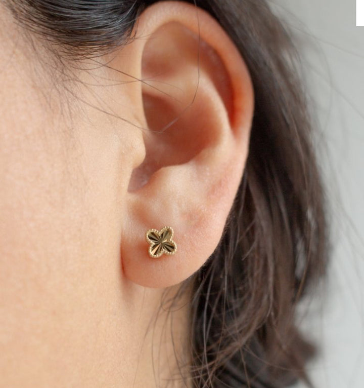 Frances Grace 10K Canadian Gold Four-Leaf Clover Stud Earrings