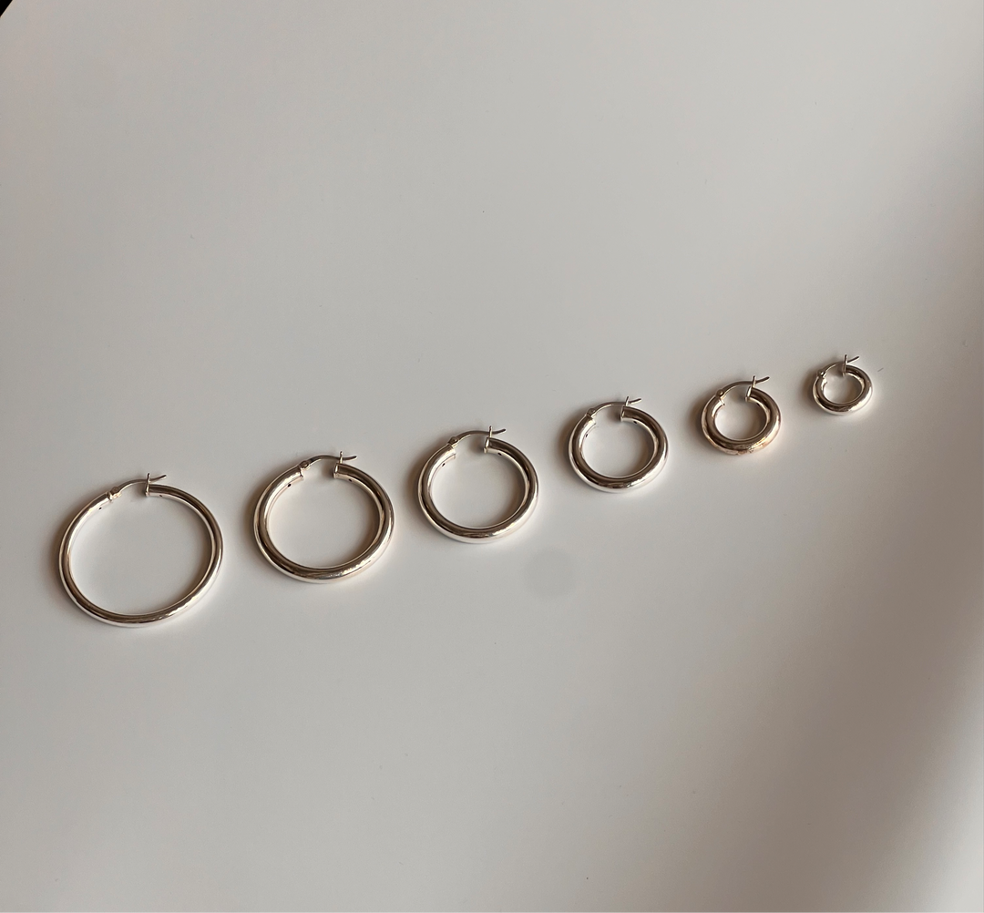 Frances Grace Small Silver Tube Hoop Earrings
