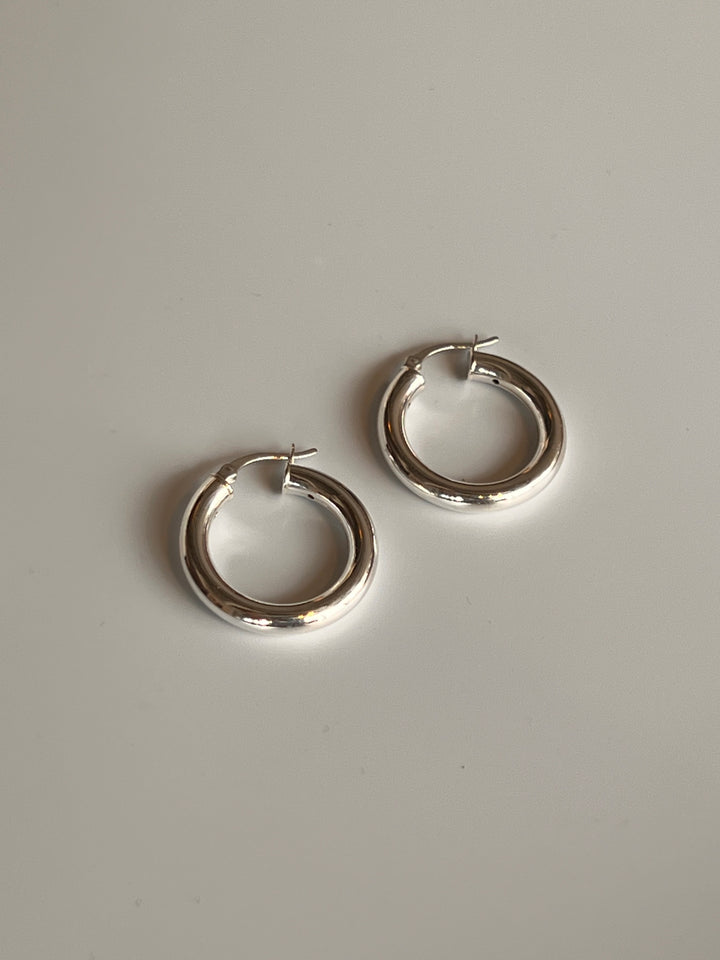 Frances Grace Small Silver Tube Hoop Earrings
