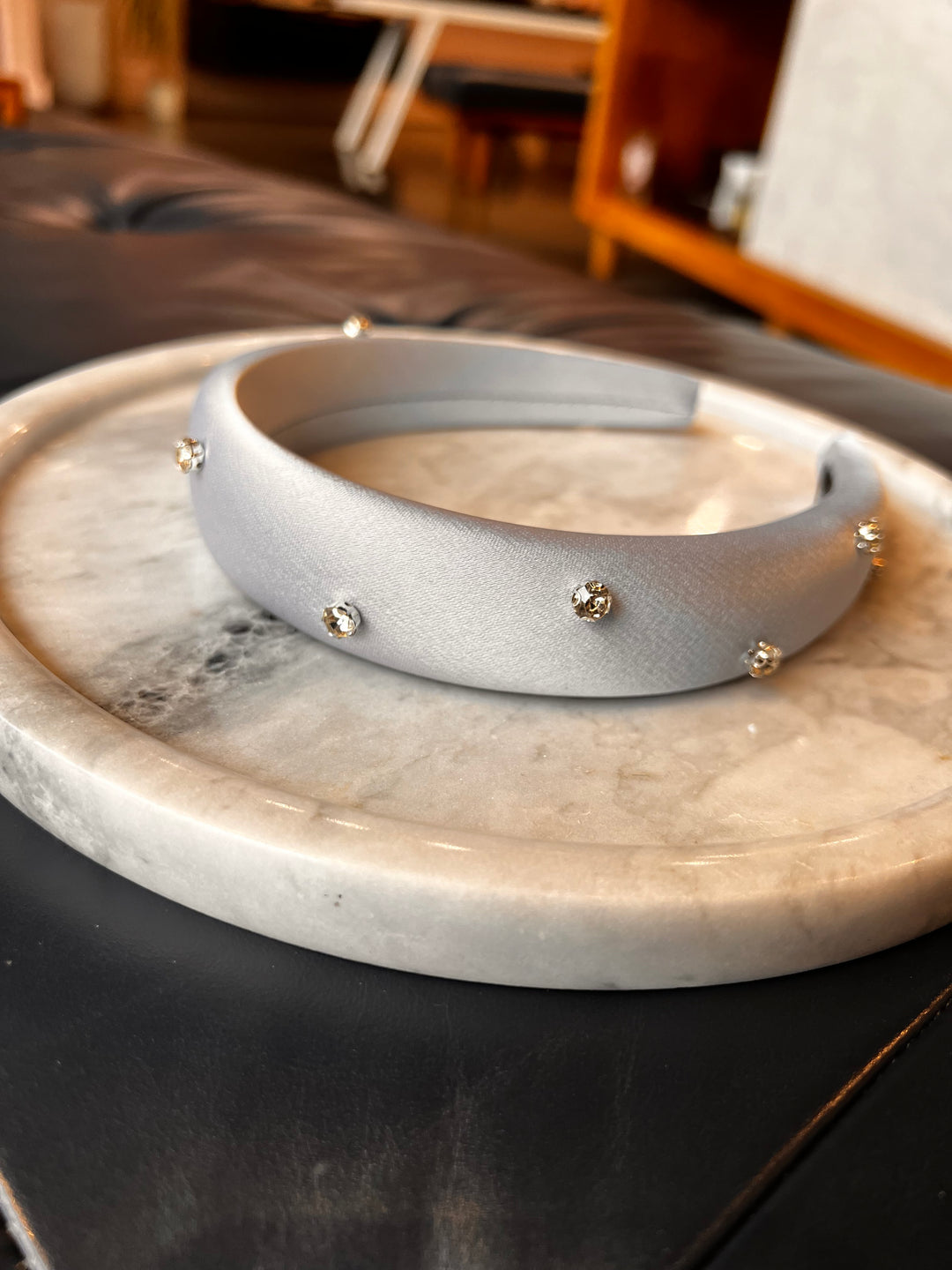 FRANCESGRACE Baby Blue Satin Rhinestone Headband - HOLDENGRACE - HOLDENGRACE