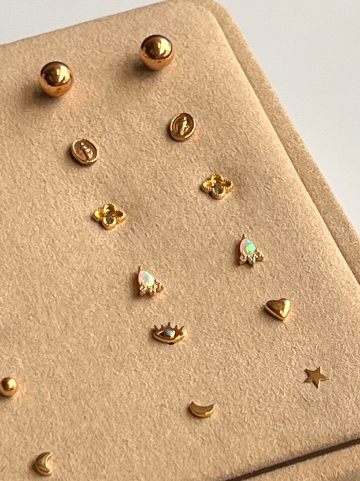 Frances Grace 10K Gold Star and Moon Stud Earrings