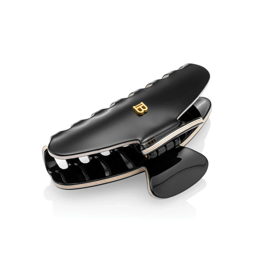 Medium Hair Claw Clip in Black with Nude Edge