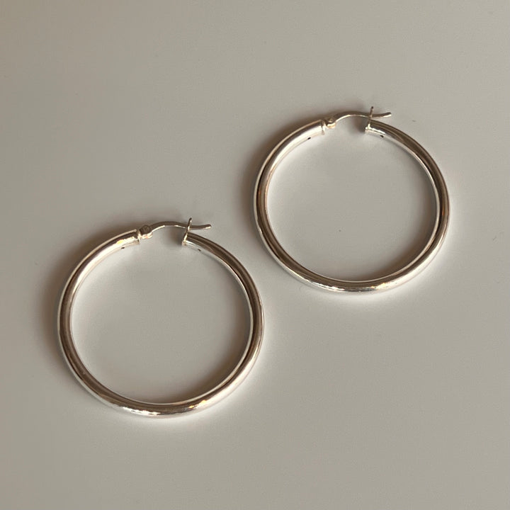 Silver Tube Hoop Earrings XL