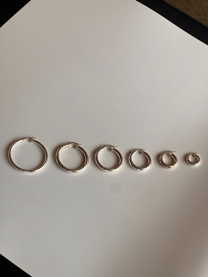 Silver Tube Hoop Earrings L
