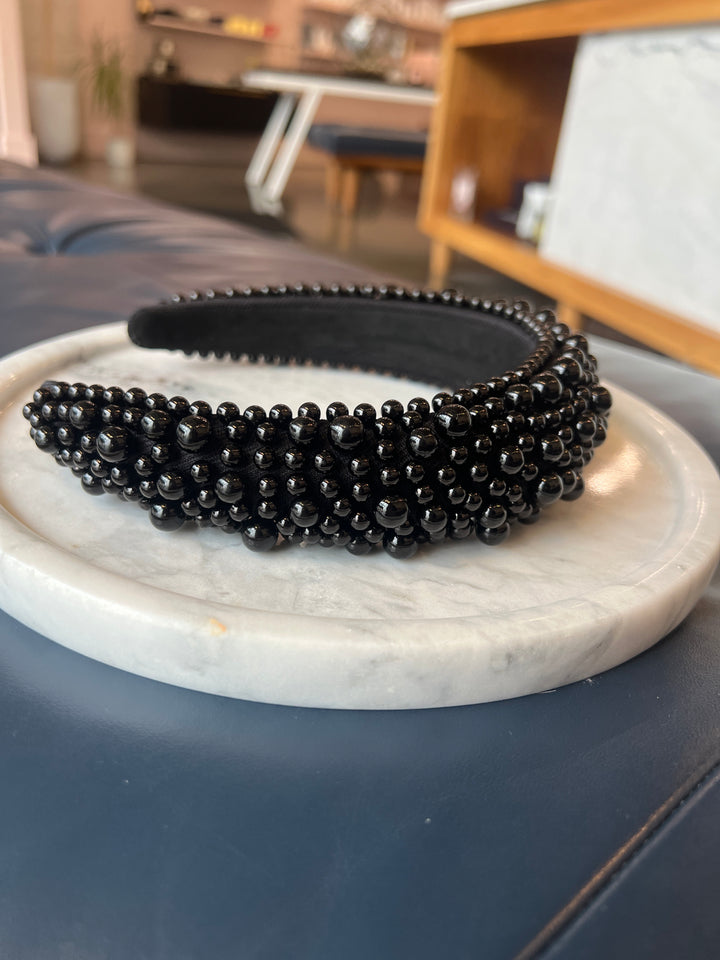 FRANCESGRACE Black Beaded Statement Headband - HOLDENGRACE - HOLDENGRACE