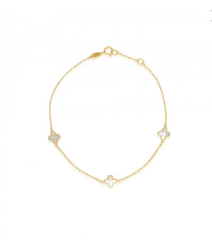 Frances Grace 10K Canadian Gold Mother-of-Pearl Four-Leaf Clover Bracelet