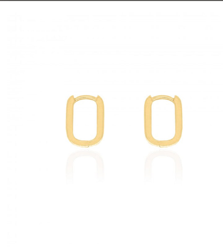 Frances Grace 10K Gold Flat Paperclip Oval Mini Earrings
