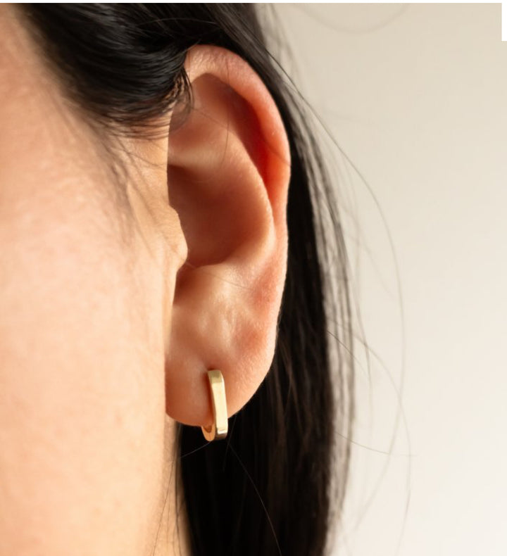 Frances Grace 10K Gold Flat Paperclip Oval Mini Earrings