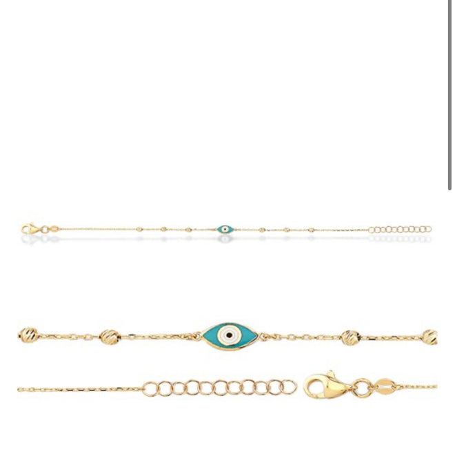 Load image into Gallery viewer, 10K Gold Evil Eye Bracelet
