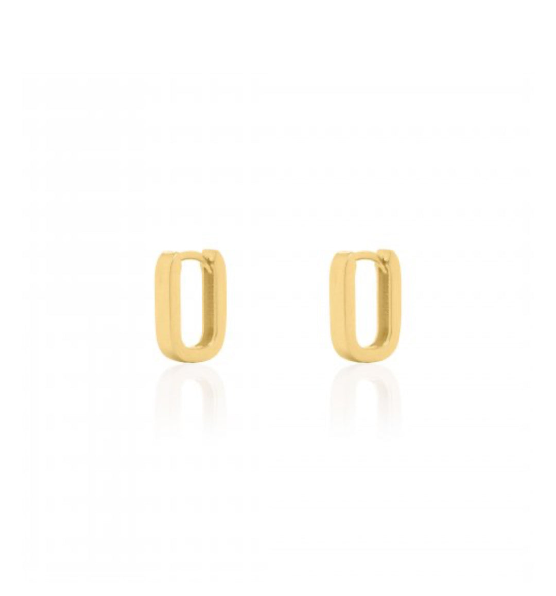 Frances Grace 10K Gold Flat Paperclip Oval Mini Earrings