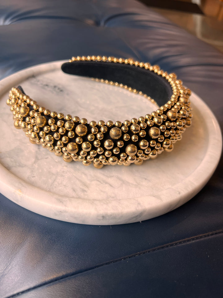 FRANCESGRACE Gold Beaded Statement Headband - HOLDENGRACE - HOLDENGRACE
