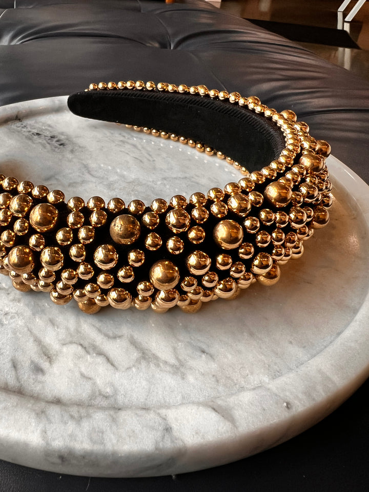FRANCESGRACE Gold Beaded Statement Headband - HOLDENGRACE - HOLDENGRACE