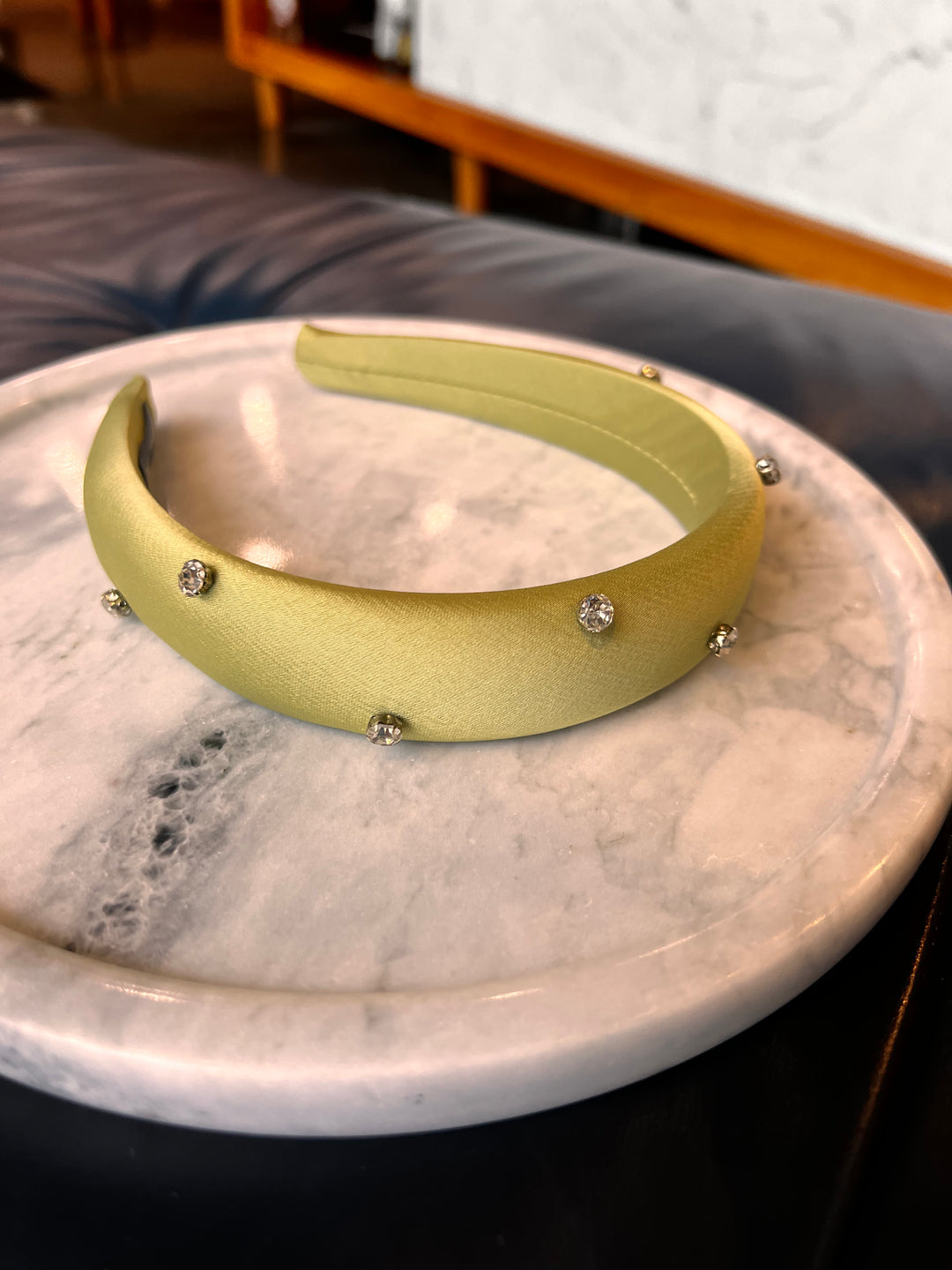 FRANCESGRACE Sage Satin Rhinestone Headband - HOLDENGRACE - HOLDENGRACE