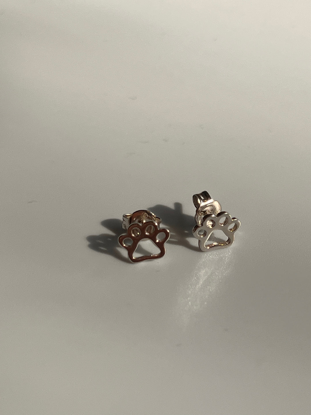 Frances Grace Paw Print Silver Stud Earrings