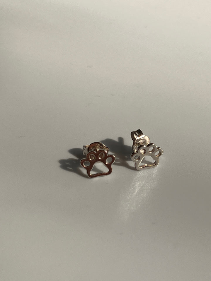 Frances Grace Paw Print Silver Stud Earrings