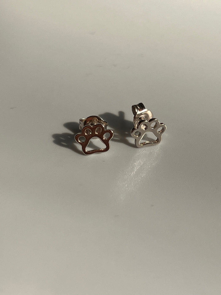Frances Grace Paw Print Silver Stud Earrings