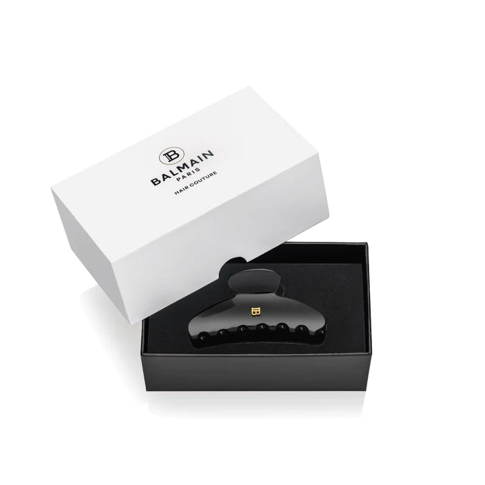Medium Hair Claw Clip in Black with Nude Edge